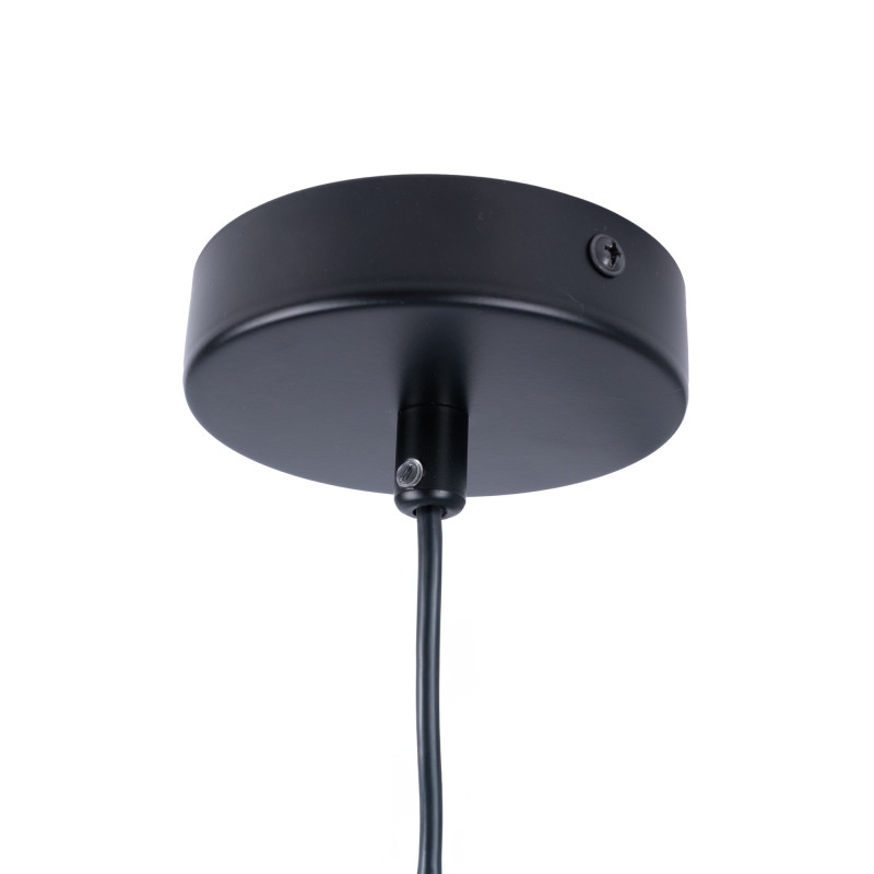 Acoustic vertical pendant lamp "DRAC" - 4 luminous spheres and 6 sound absorbing spheres