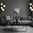 Acoustic vertical pendant lamp "DRAC" - 4 luminous spheres and 6 sound absorbing spheres