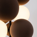 Acoustic vertical pendant lamp "DRAC" - 4 luminous spheres and 6 sound absorbing spheres