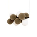 Acoustic horizontal pendant lamp "DRAC" - 4 luminous spheres and 8 sound absorbing spheres