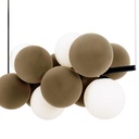 Acoustic horizontal pendant lamp "DRAC" - 4 luminous spheres and 8 sound absorbing spheres