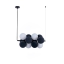 Acoustic horizontal pendant lamp "DRAC" - 4 luminous spheres and 8 sound absorbing spheres
