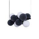 Acoustic horizontal pendant lamp "DRAC" - 4 luminous spheres and 8 sound absorbing spheres