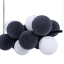 Acoustic horizontal pendant lamp "DRAC" - 4 luminous spheres and 8 sound absorbing spheres