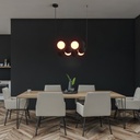 Acoustic horizontal pendant lamp "DRAC" - 4 luminous spheres and 8 sound absorbing spheres