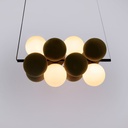 Acoustic horizontal pendant lamp "DRAC" - 4 luminous spheres and 8 sound absorbing spheres