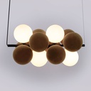 Acoustic horizontal pendant lamp "DRAC" - 4 luminous spheres and 8 sound absorbing spheres