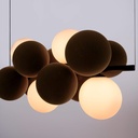 Acoustic horizontal pendant lamp "DRAC" - 4 luminous spheres and 8 sound absorbing spheres