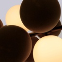 Acoustic horizontal pendant lamp "DRAC" - 4 luminous spheres and 8 sound absorbing spheres