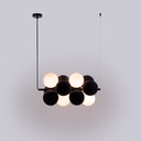 Acoustic horizontal pendant lamp "DRAC" - 4 luminous spheres and 8 sound absorbing spheres