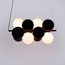 Acoustic horizontal pendant lamp "DRAC" - 4 luminous spheres and 8 sound absorbing spheres