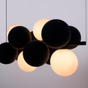 Acoustic horizontal pendant lamp "DRAC" - 4 luminous spheres and 8 sound absorbing spheres