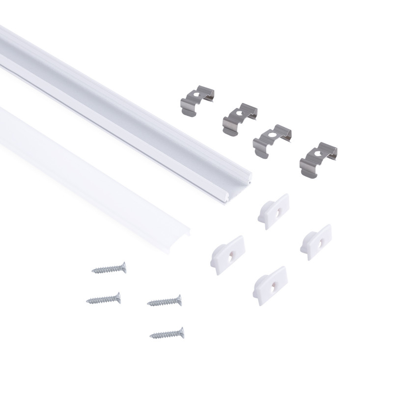 Profile for LED Strip - Surface Mounted - 17x8mm - Complete kit - 2 meters