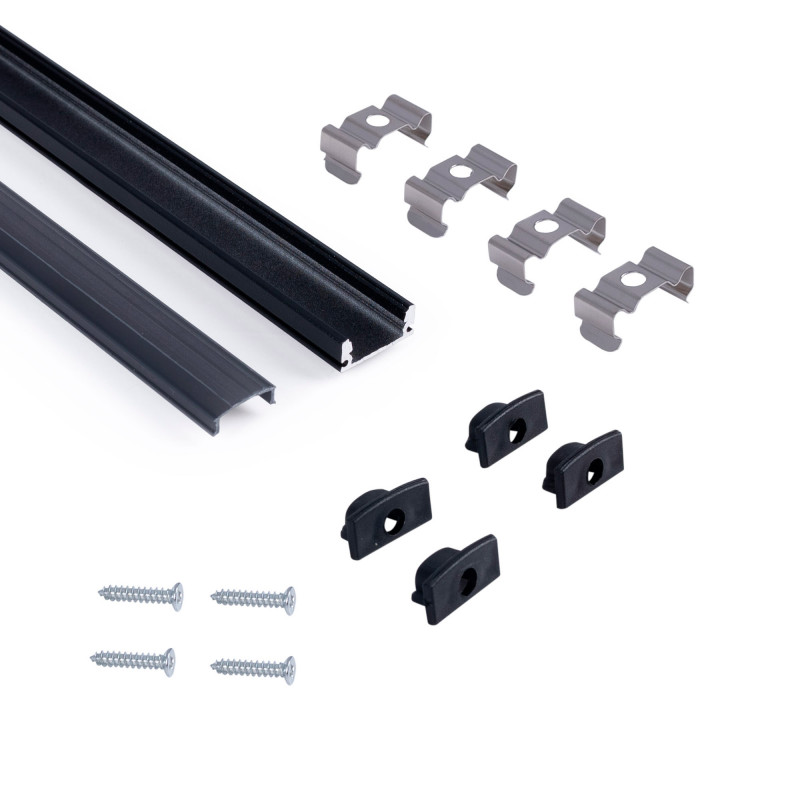 Profile for LED Strip - Surface Mounted - 17x8mm - Complete kit - 2 meters