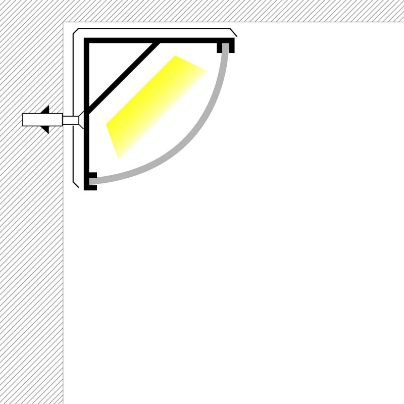Aluminium corner profile - Complete kit - 15,8x15,8mm - LED Strip up to 10 mm - 2 meters