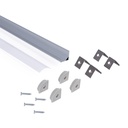 Aluminium corner profile - Complete kit - 15,8x15,8mm - LED Strip up to 10 mm - 2 meters