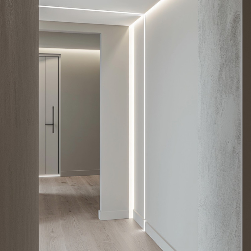 Recessed aluminium profile - Complete kit - 25 x 14,5mm - LED strip up to 12 mm - 2 meters