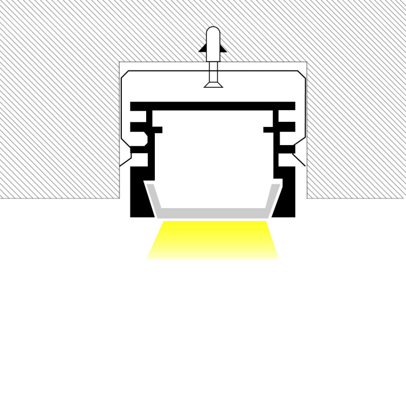 Recessed aluminium profile - Complete kit - 25 x 14,5mm - LED strip up to 12 mm - 2 meters
