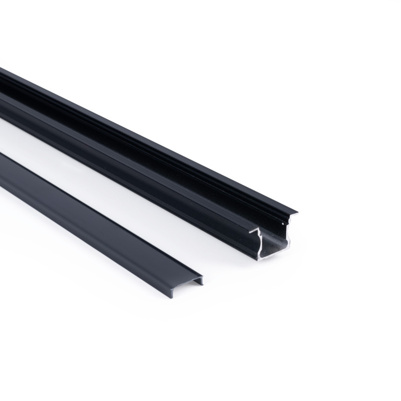Recessed aluminium profile - Complete kit - 25 x 14,5mm - LED strip up to 12 mm - 2 meters