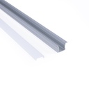 Recessed aluminium profile - Complete kit - 25 x 14,5mm - LED strip up to 12 mm - 2 meters