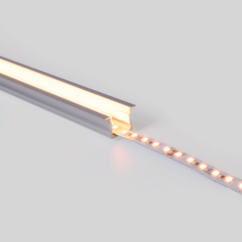 Recessed aluminium profile - Complete kit - 25 x 14,5mm - LED strip up to 12 mm - 2 meters