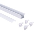 Recessed aluminium profile - Complete kit - 25 x 14,5mm - LED strip up to 12 mm - 2 meters