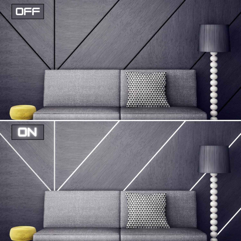 Recessed aluminium profile - Complete kit - 25 x 14,5mm - LED strip up to 12 mm - 2 meters