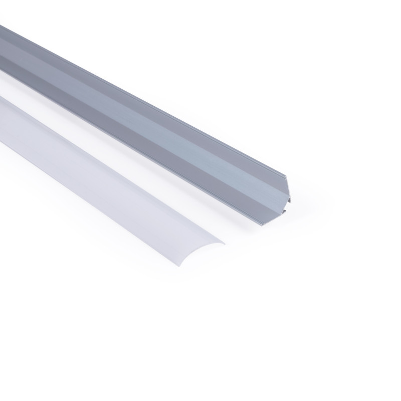 Aluminium corner profile - Complete kit - 20 x 20mm - LED strip up to 10mm - 2 meters