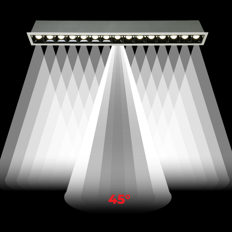 Recessed linear LED downlight - 30W - UGR18 - CRI90 - OSRAM Chip - 4000K - Black