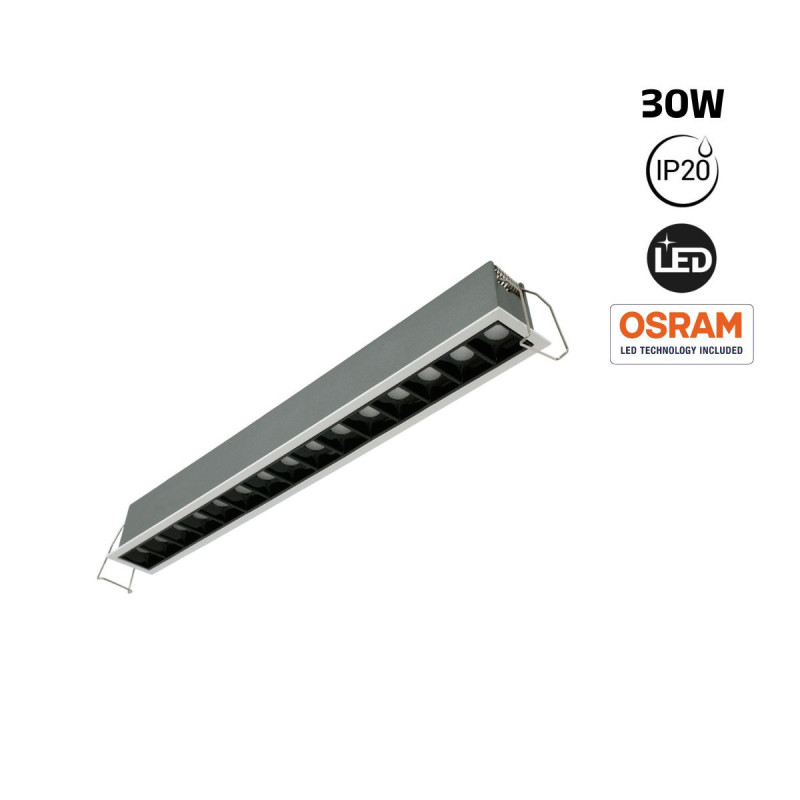 Recessed linear LED downlight - 30W - UGR18 - CRI90 - OSRAM Chip - 4000K - Black