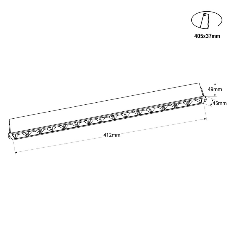 Recessed linear LED downlight - 30W - UGR18 - CRI90 - OSRAM Chip - 4000K - Black