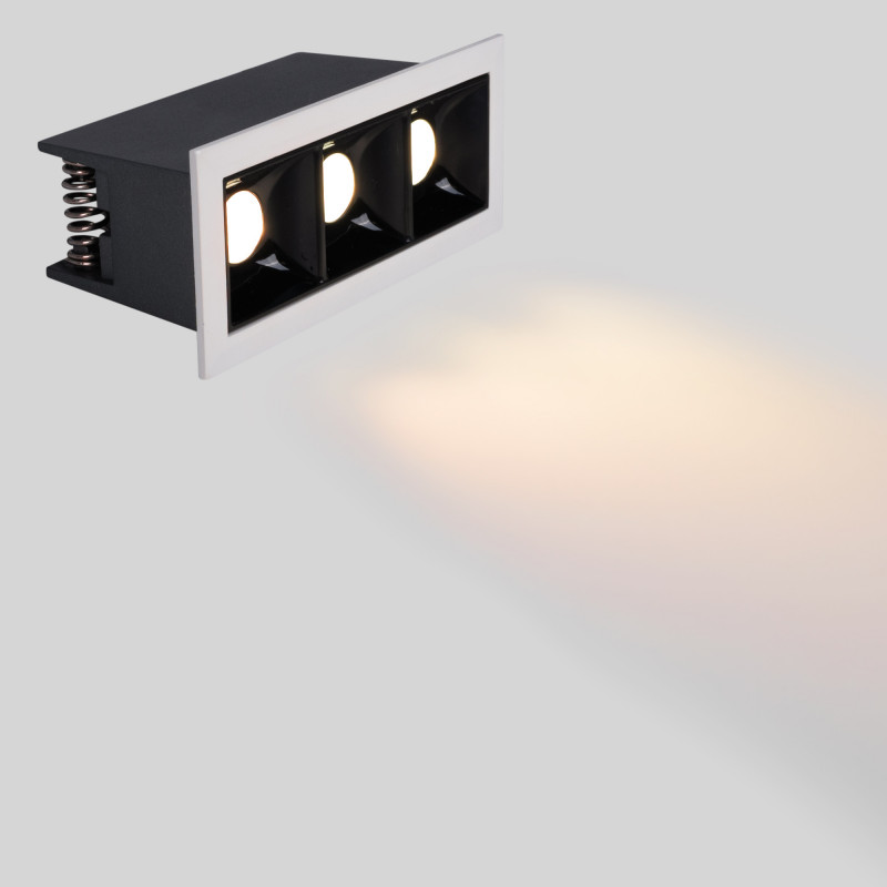 Recessed triple LED downlight - 6W - UGR18 - CRI90 - OSRAM Chip - Black