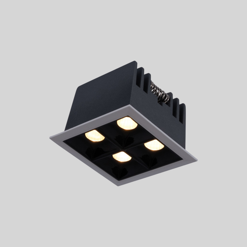 Recessed square LED downlight - 8W - 4 Spotlights - UGR18 - CRI90 - OSRAM Chip - Black