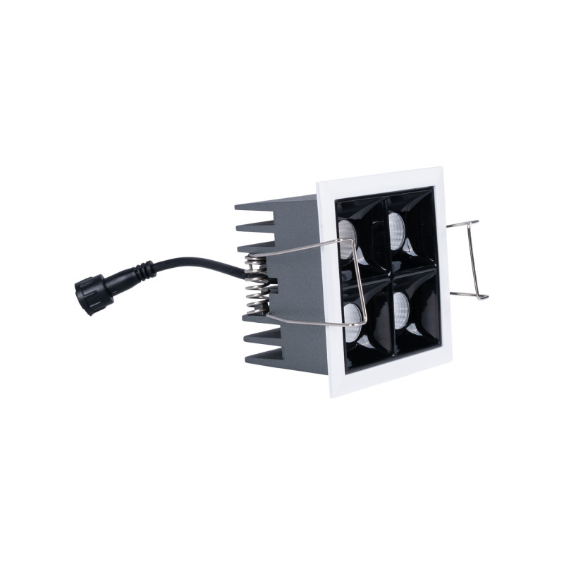 Recessed square LED downlight - 8W - 4 Spotlights - UGR18 - CRI90 - OSRAM Chip - Black