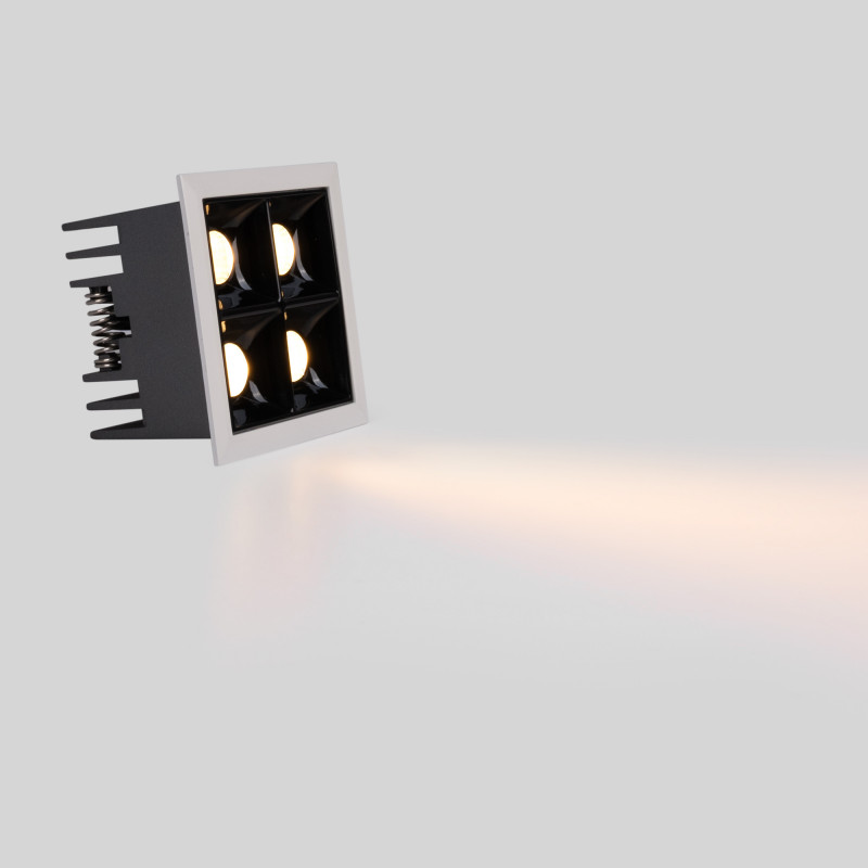 Recessed square LED downlight - 8W - 4 Spotlights - UGR18 - CRI90 - OSRAM Chip - Black