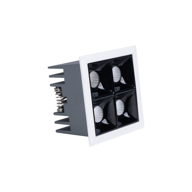 Recessed square LED downlight - 8W - 4 Spotlights - UGR18 - CRI90 - OSRAM Chip - Black