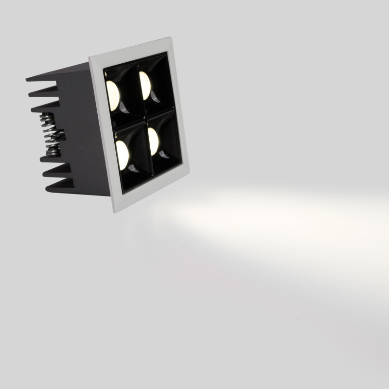 Recessed square LED downlight - 8W - 4 Spotlights - UGR18 - CRI90 - OSRAM Chip - Black