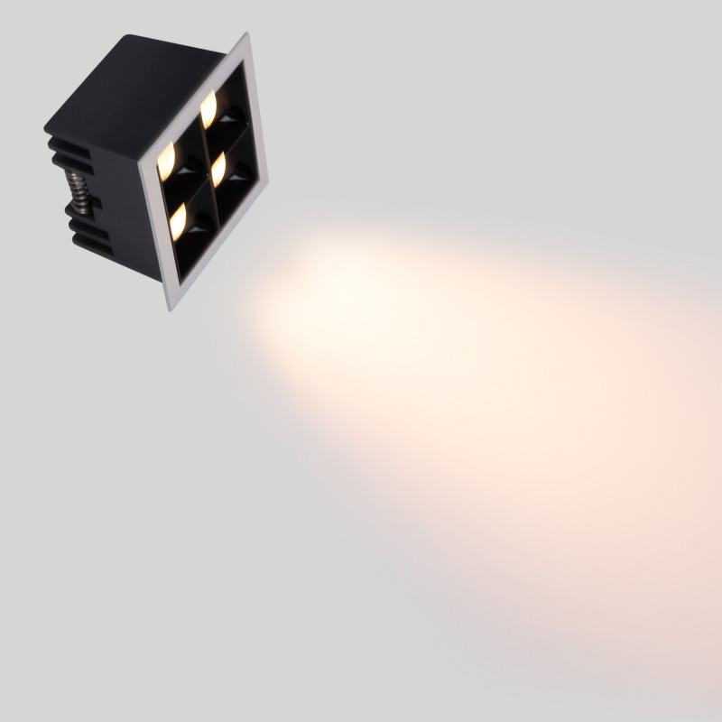Recessed square LED downlight - 8W - 4 Spotlights - UGR18 - CRI90 - OSRAM Chip - Black
