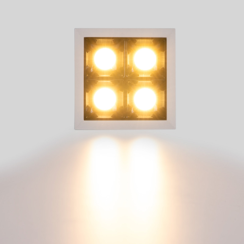 Recessed square LED downlight - 8W - 4 Spotlights - UGR18 - CRI90 - OSRAM Chip - Black