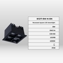 Recessed square LED downlight - 8W - 4 Spotlights - UGR18 - CRI90 - OSRAM Chip - Black