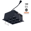 Recessed square LED downlight - 18W - 9 Spotlights - UGR18 - CRI90 - OSRAM Chip - White