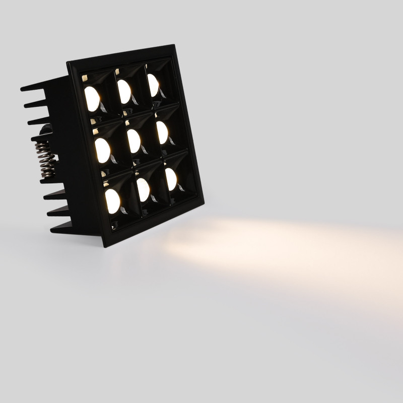Recessed square LED downlight - 18W - 9 Spotlights - UGR18 - CRI90 - OSRAM Chip - White