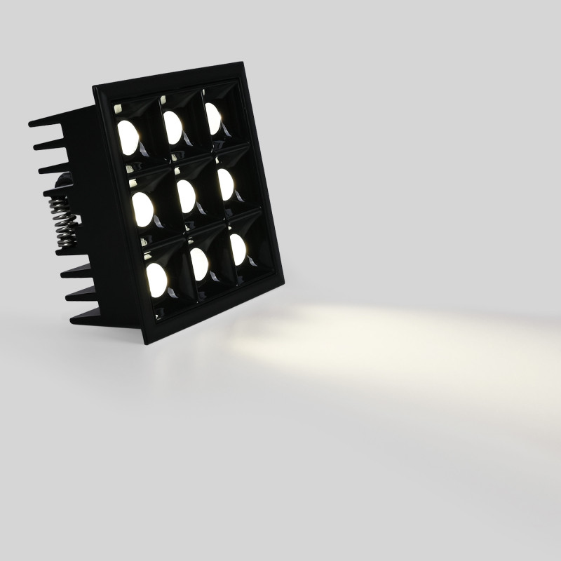 Recessed square LED downlight - 18W - 9 Spotlights - UGR18 - CRI90 - OSRAM Chip - White