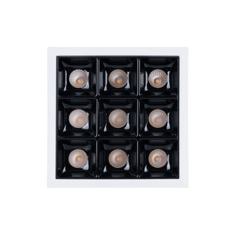 Recessed square LED downlight - 18W - 9 Spotlights - UGR18 - CRI90 - OSRAM Chip - White