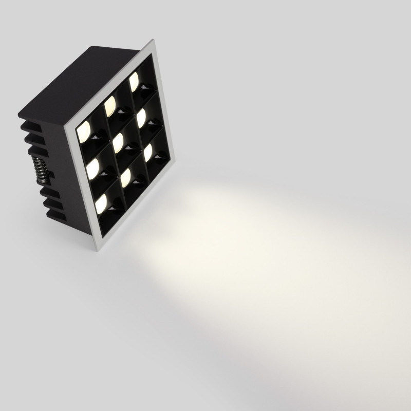 Recessed square LED downlight - 18W - 9 Spotlights - UGR18 - CRI90 - OSRAM Chip - White