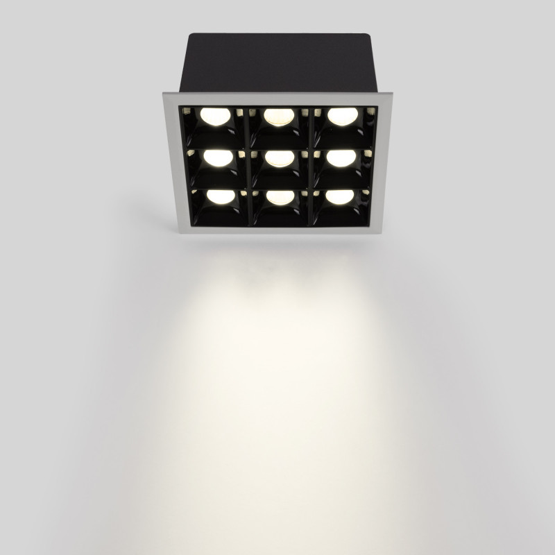 Recessed square LED downlight - 18W - 9 Spotlights - UGR18 - CRI90 - OSRAM Chip - White