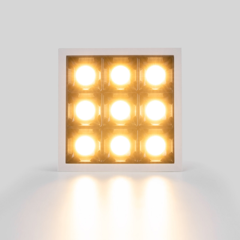 Recessed square LED downlight - 18W - 9 Spotlights - UGR18 - CRI90 - OSRAM Chip - White