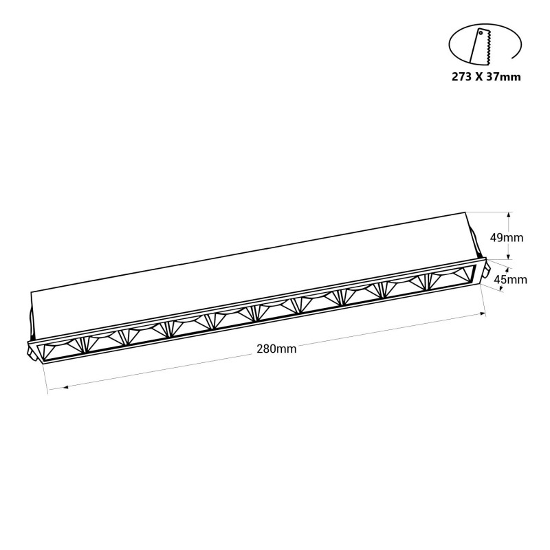 Recessed linear LED downlight - 20W - UGR18 - CRI90 - OSRAM Chip - White