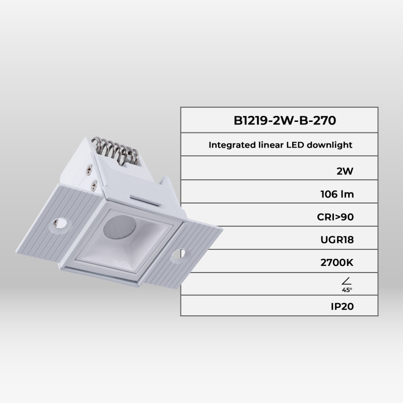 Recessed/trimless linear LED spotlight for plasterboard - 2W - UGR18 - CRI90 - Black
