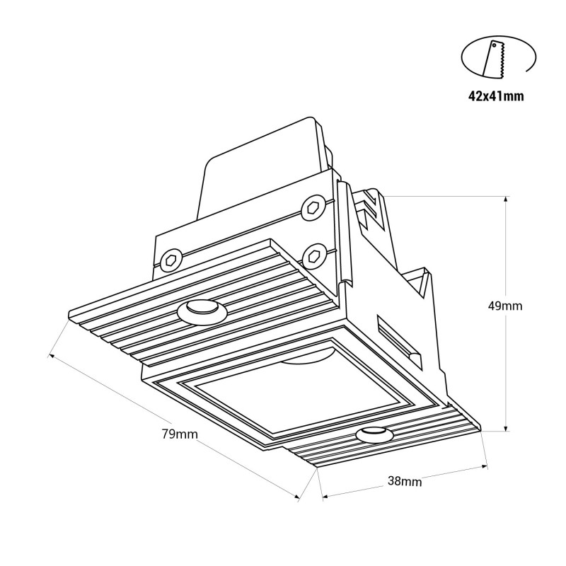 Recessed/trimless linear LED spotlight for plasterboard - 2W - UGR18 - CRI90 - Black